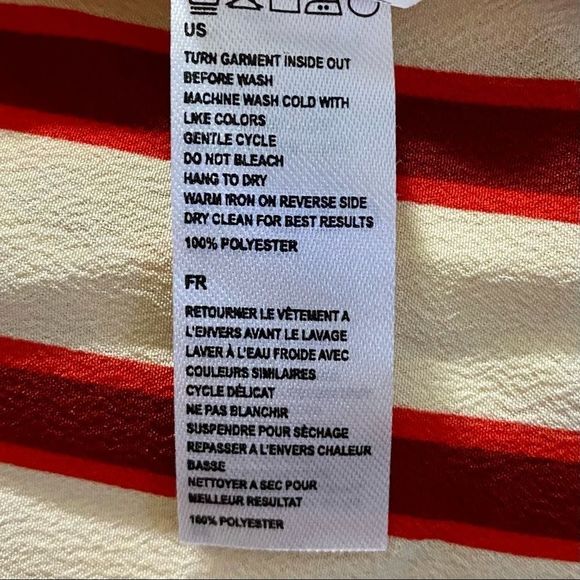 NWT Amuse Society Between The Lines Size M Off the Shoulder Red/Cream Crop Top - Picture 6 of 7